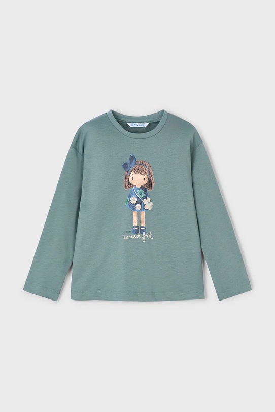 Mayoral longsleeve bawełniany dziecięcy okrągły turkusowy 4005.6C.Mini.9BYA