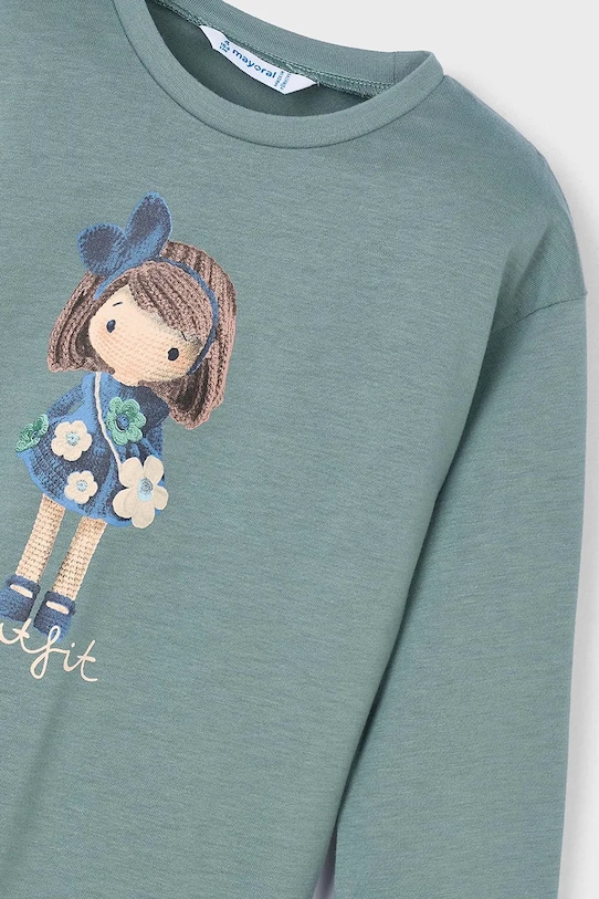 Dievča Detská bavlnená košeľa s dlhým rukávom Mayoral 4005.6C.Mini.9BYA tyrkysová