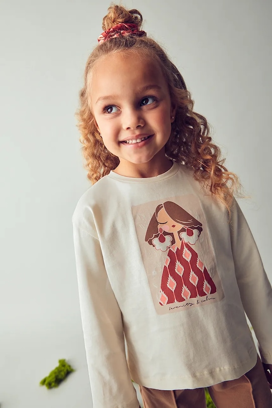 Mayoral longsleeve bawełniany okrągły czerwony 4006.6E.Mini.9BYA