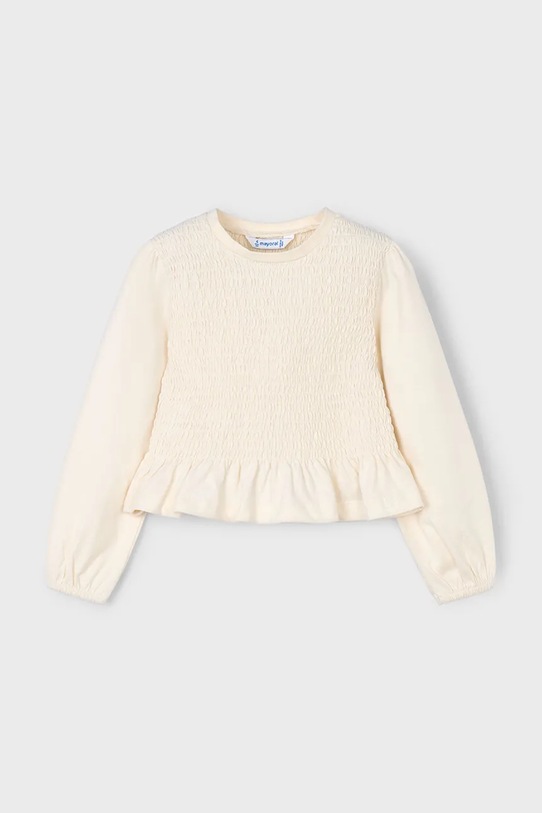 Mayoral longsleeve din bumbac pentru copii uni bej 4007.6E.Mini.9BYA