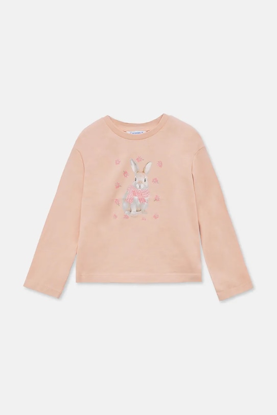 Mayoral longsleeve bawełniany okrągły różowy 4009.6J.Mini.9BYA