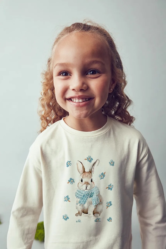 Mayoral longsleeve bawełniany okrągły turkusowy 4009.6J.Mini.9BYA