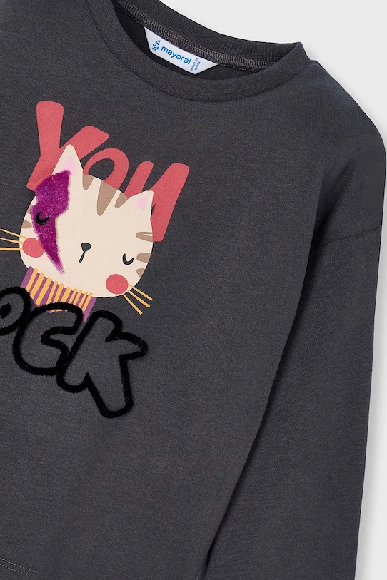 DÍVKA Bavlněné tričko s dlouhým rukávem Mayoral 4009.6J.Mini.9BYA šedá