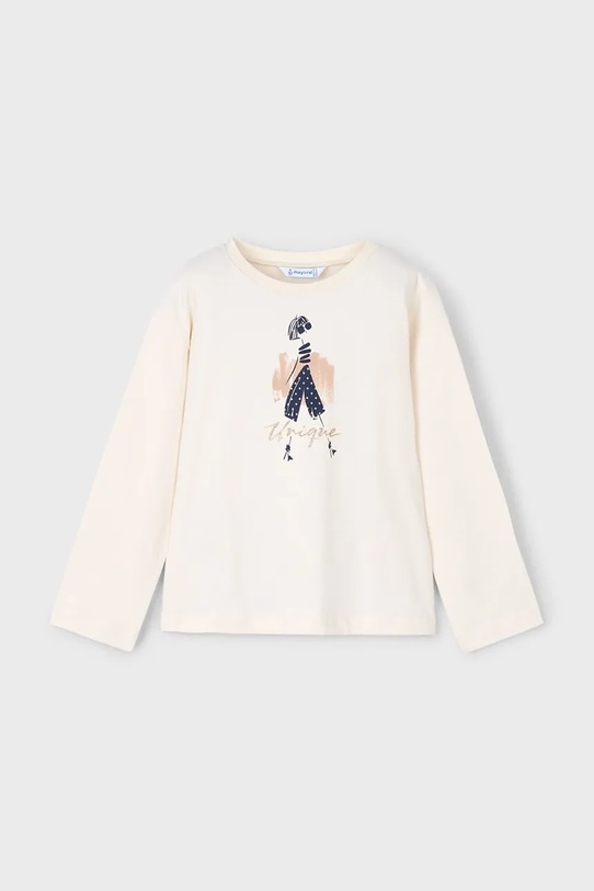 Mayoral longsleeve bawełniany okrągły beżowy 4010.6J.Mini.9BYA