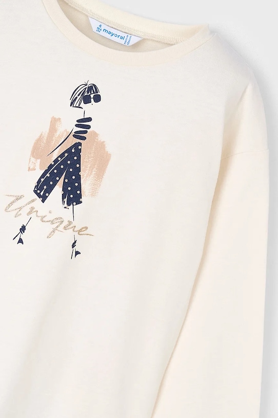 Dievča Bavlnené tričko s dlhým rukávom Mayoral 4010.6J.Mini.9BYA béžová