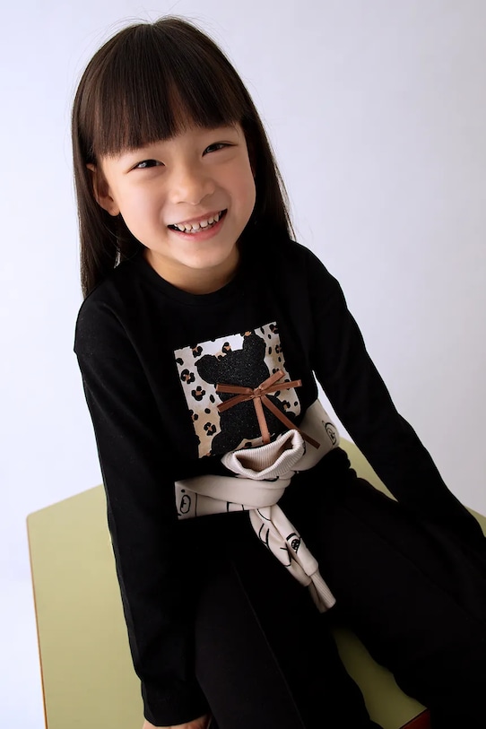 Mayoral longsleeve bawełniany okrągły czarny 4010.6J.Mini.9BYA