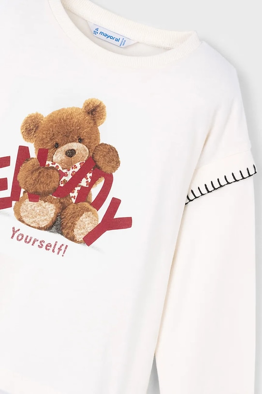 Fete Mayoral longsleeve din bumbac 4012.6G.Mini.9BYA alb