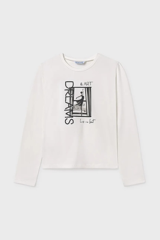 Mayoral longsleeve dziecięcy 7017.8B.Junior.9BYA biały AW25
