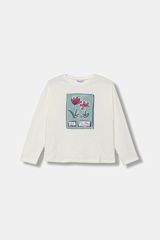 Mayoral longsleeve bawełniany okrągły biały 7020.8C.Junior.9BYA