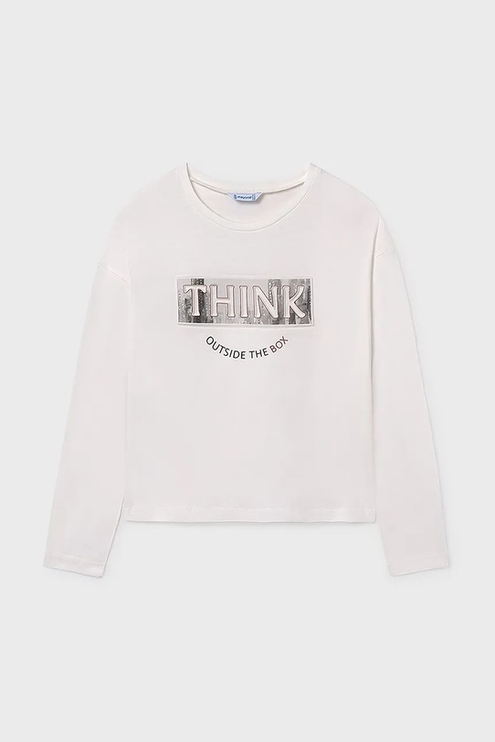 Mayoral longsleeve bawełniany 7021.8E.Junior.9BYA biały AW25