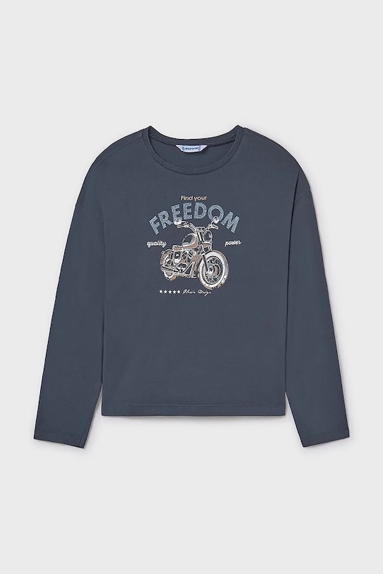 Mayoral longsleeve din bumbac pentru copii 7023.8G.Junior.9BYA albastru AW25