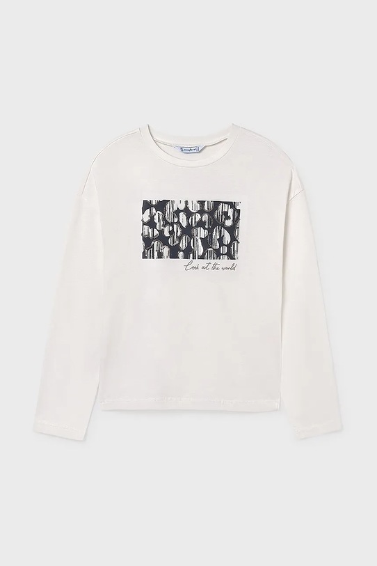 Mayoral longsleeve bawełniany 7024.8G.Junior.9BYA biały AW25