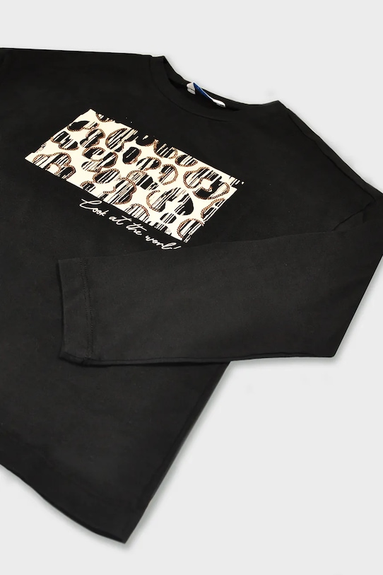 Mayoral longsleeve bawełniany czarny 7024.8G.Junior.9BYA