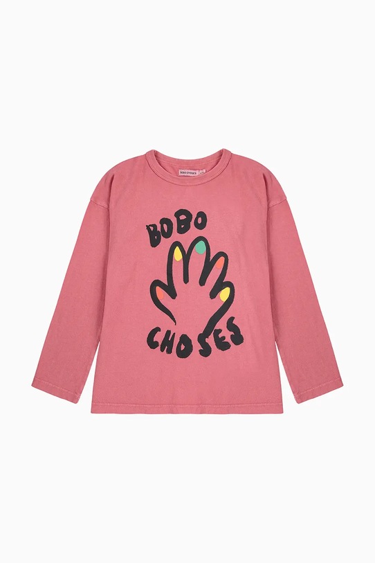 Bobo Choses longsleeve bawełniany dziecięcy High Five 225AC007 różowy AW25