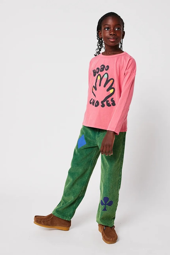 Dziewczynka Bobo Choses longsleeve bawełniany dziecięcy High Five 225AC007 różowy