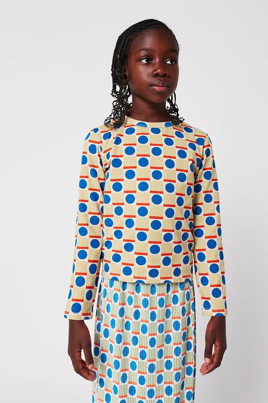 Bobo Choses longsleeve bawełniany dziecięcy Geometric Scacs wzorzyste zielony 225AC023