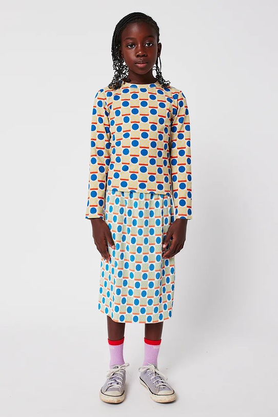 Bobo Choses longsleeve bawełniany dziecięcy Geometric Scacs zielony 225AC023