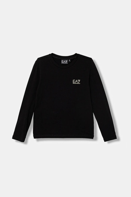 EA7 Emporio Armani longsleeve bawełniany dziecięcy z elastanem czarny 7G000138.AF10373