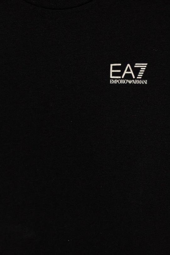 DÍVKA Dětské bavlněné tričko s dlouhým rukávem EA7 Emporio Armani 7G000138.AF10373 černá