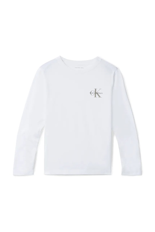 Хлопковый детский лонгслив Calvin Klein Jeans IU0IU00717.104.116.9BYA белый AW25