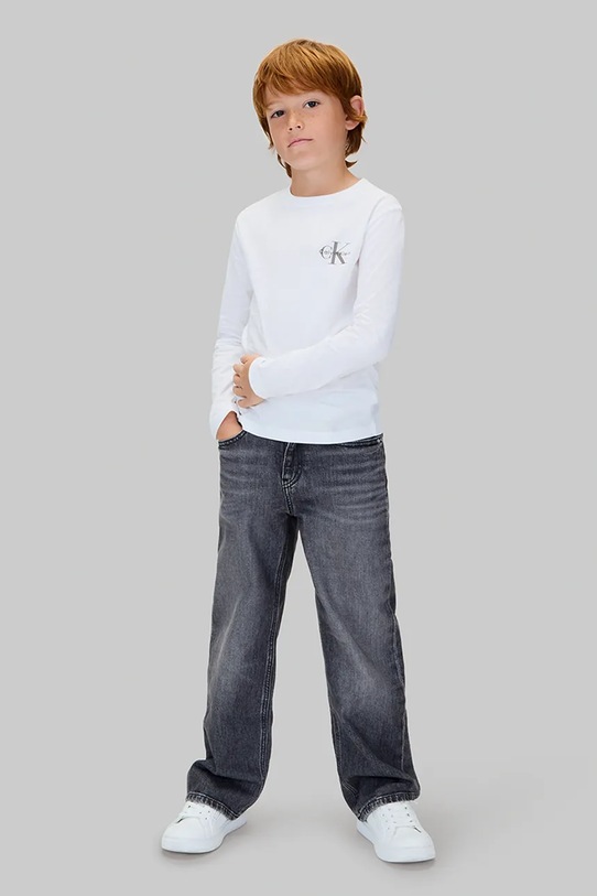 Девочка Хлопковый детский лонгслив Calvin Klein Jeans IU0IU00717.104.116.9BYA белый
