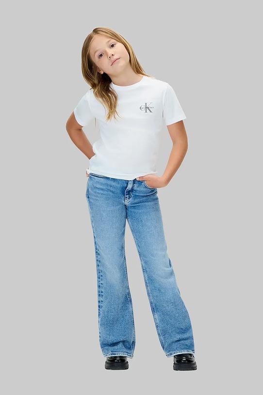 Dziewczynka Calvin Klein Jeans t-shirt bawełniany dziecięcy IU0IU00719.104.116.9BYA biały