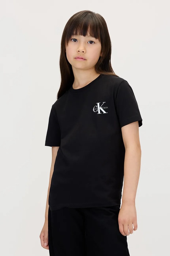 Calvin Klein Jeans t-shirt bawełniany dziecięcy nadruk czarny IU0IU00719.104.116.9BYA