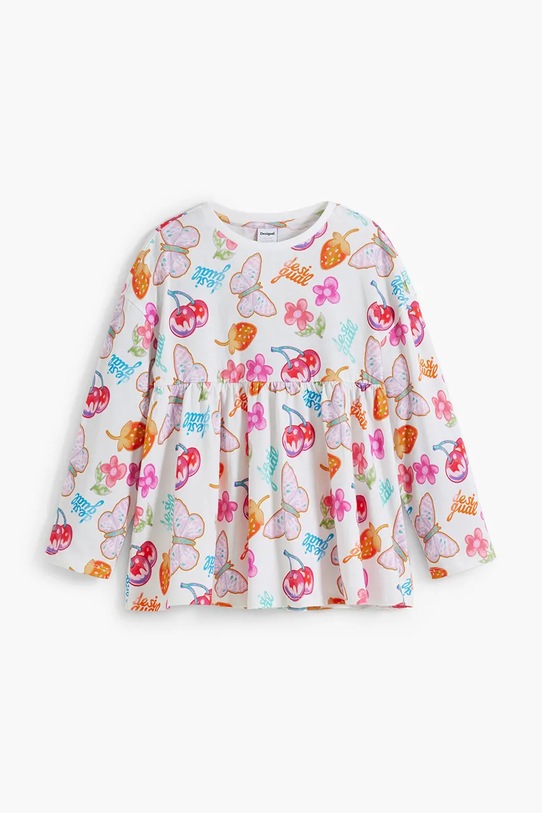 Dětské bavlněné tričko s dlouhým rukávem Desigual 25WGTK03 bílá AW25