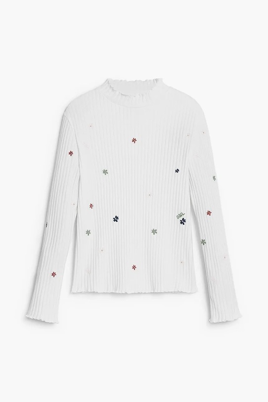 Desigual maglietta a maniche lunghe per bambini a lupetto bianco 25WGTK19