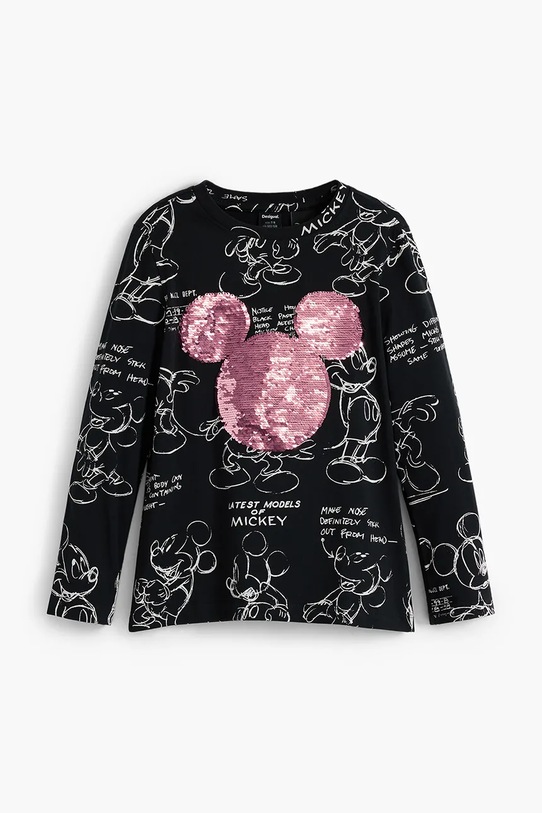 Desigual gyerek pamut hosszú ujjú felső 25WGTK25 fekete AW25