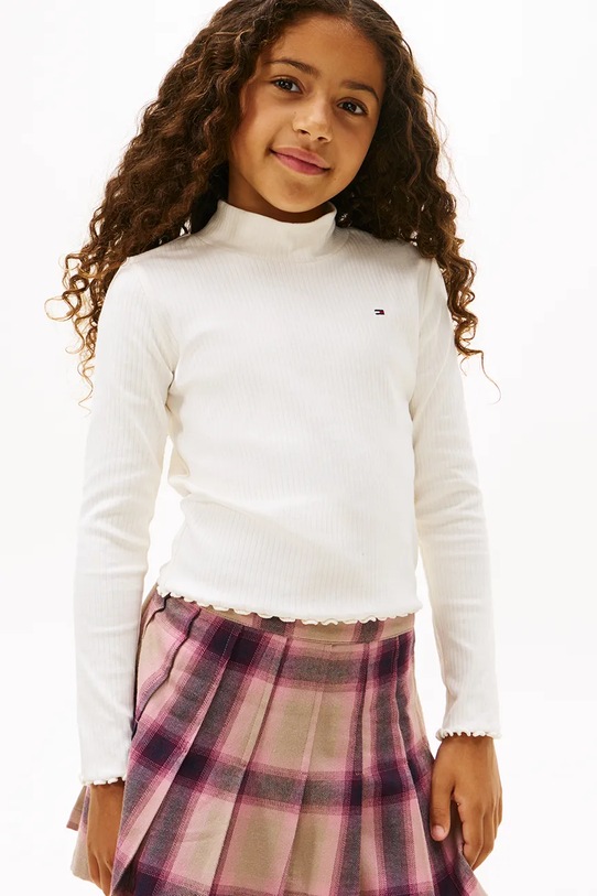 Дитячий лонгслів з бавовною Tommy Hilfiger з еластаном білий KG0KG08802.9BYA