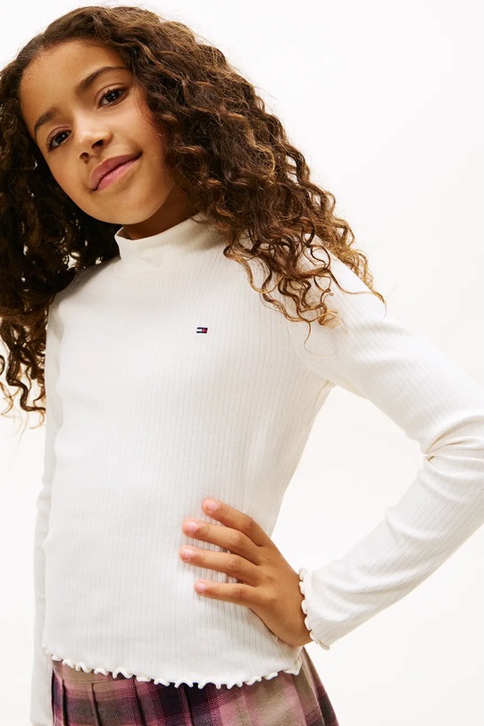 Дівчинка Дитячий лонгслів з бавовною Tommy Hilfiger KG0KG08802.9BYA білий