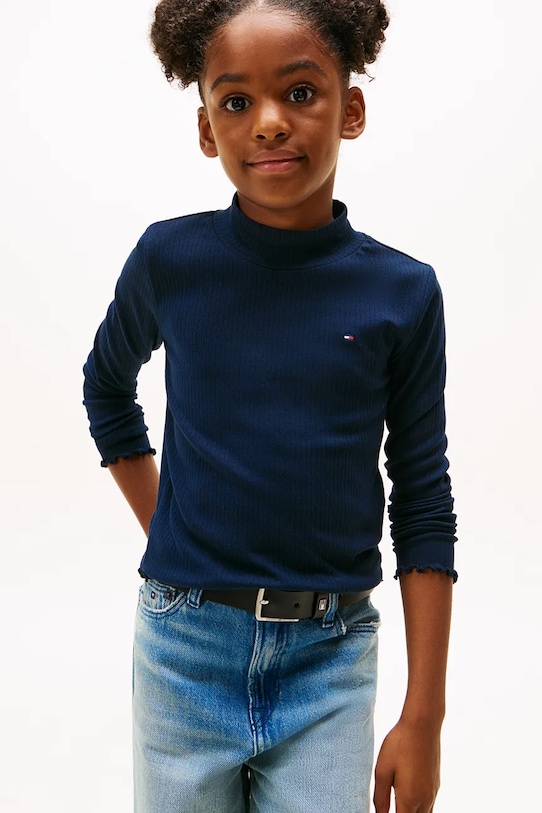 Tommy Hilfiger longsleeve dziecięcy z bawełną z elastanem granatowy KG0KG08802.9BYA