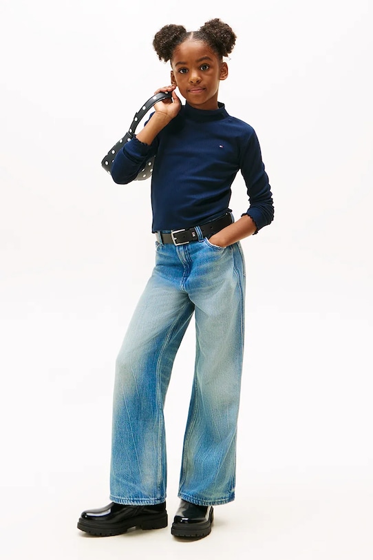 Tommy Hilfiger longsleeve dziecięcy z bawełną granatowy KG0KG08802.9BYA