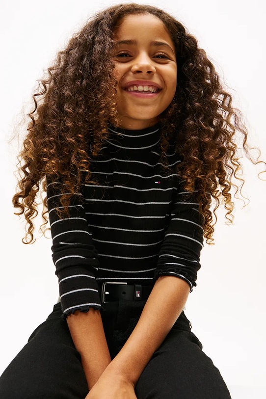 Dziewczynka Tommy Hilfiger longsleeve dziecięcy KG0KG08867.9BYA czarny