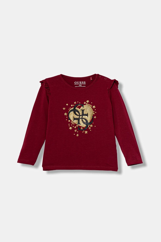 Guess longsleeve niemowlęcy z elastanem bordowy A5BI01.J1314.9BYA