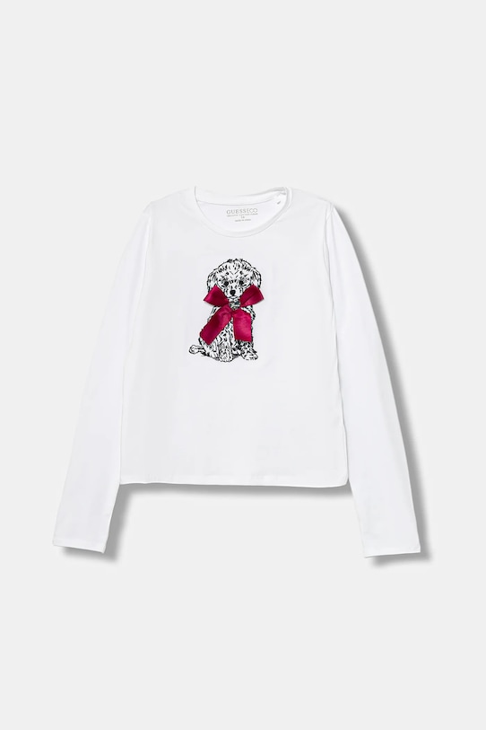 Detské tričko s dlhým rukávom Guess nášivka biela J5BI09.J1314.9BYA