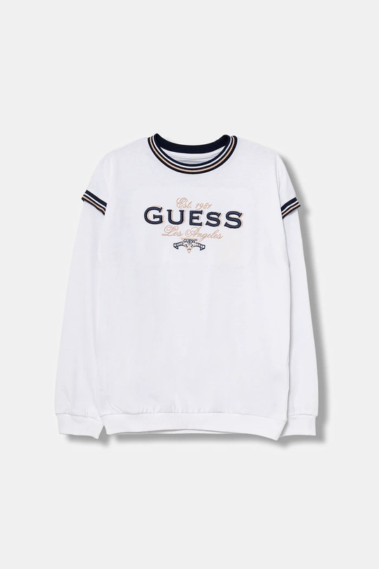 Guess longsleeve bawełniany dziecięcy aplikacja biały J5BI29.K8VA4.9BYA