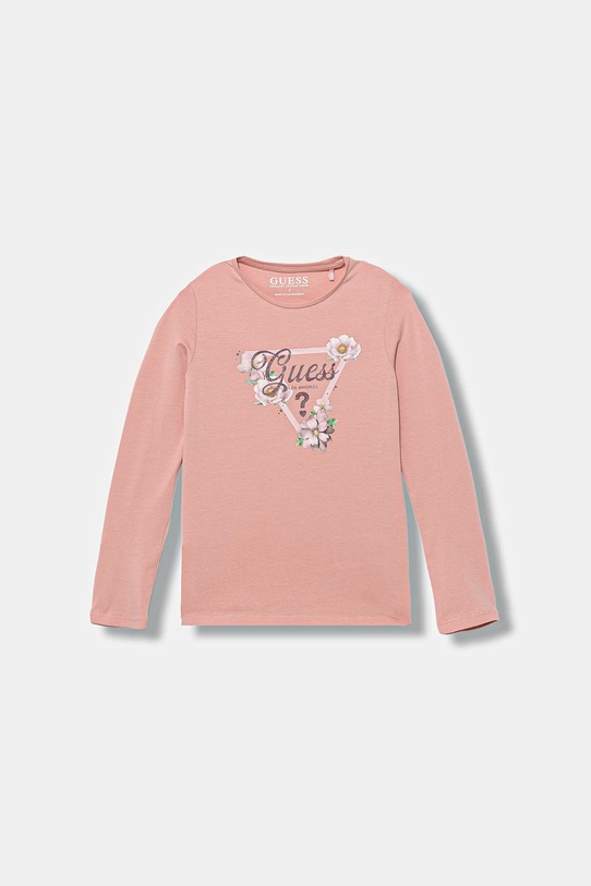 Dětské tričko s dlouhým rukávem Guess s elastanem růžová J5BI31.J1314.9BYA