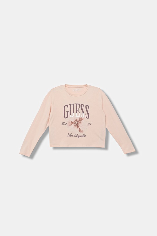 Guess longsleeve dziecięcy bawełna różowy J5BI33.J1314.9BYA