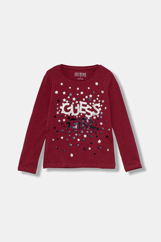 Guess longsleeve dziecięcy z elastanem bordowy K5BI00.J1314.9BYA