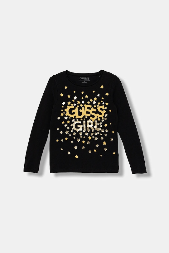 Guess longsleeve dziecięcy z elastanem czarny K5BI00.J1314.9BYA