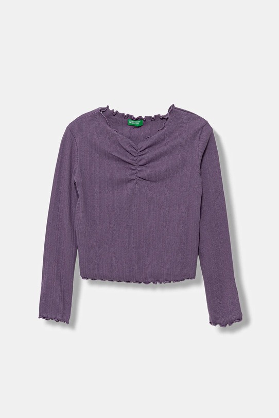 Dječja majica dugih rukava United Colors of Benetton bez uzorka ljubičasta 3KIEC10Q9.G.seasonal