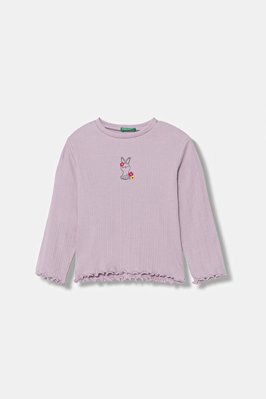United Colors of Benetton longsleeve dziecięcy aplikacja fioletowy 3KIEG10KK.P.seasonal