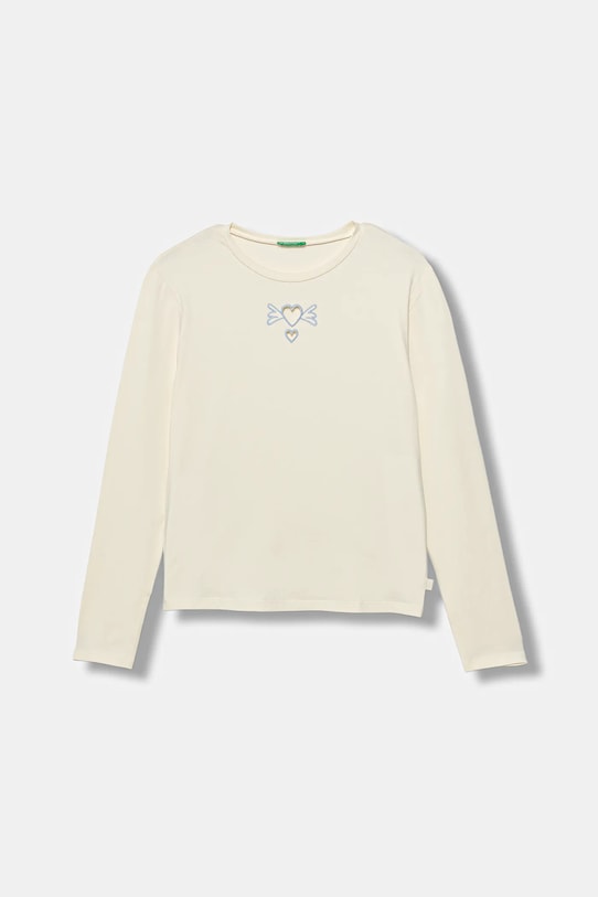 United Colors of Benetton longsleeve dziecięcy aplikacja beżowy 3P4ZC10QF.G.seasonal