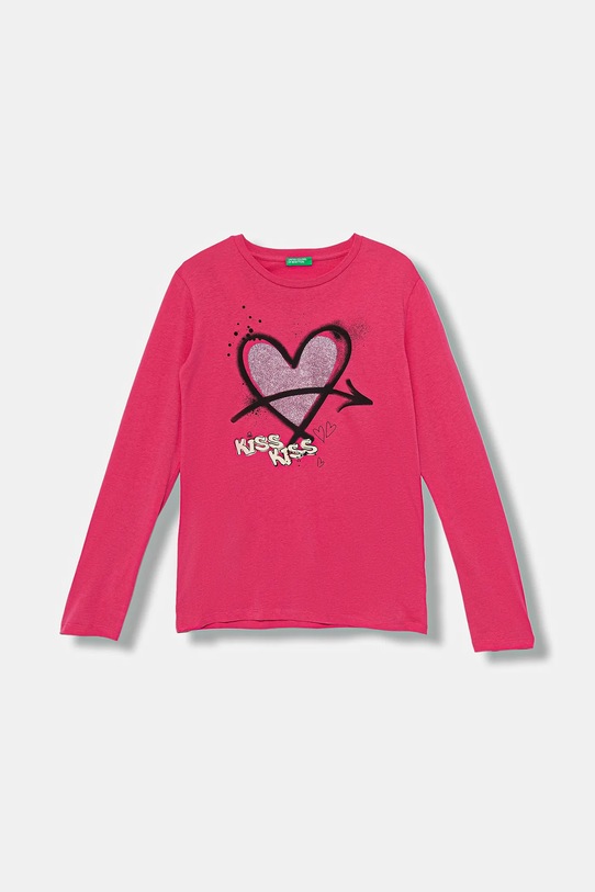 Хлопковый детский лонгслив United Colors of Benetton хлопок розовый 35RYC10QE.G.seasonal