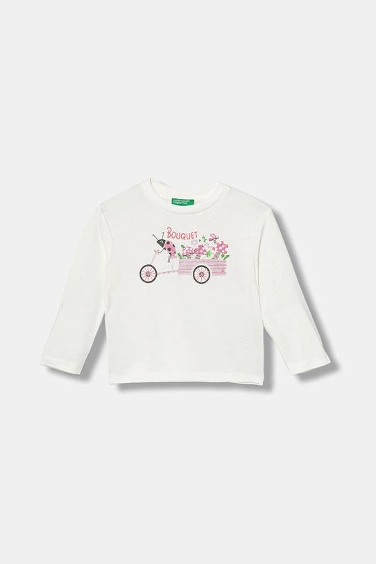 United Colors of Benetton longsleeve bawełniany dziecięcy nadruk biały 35RYG10K7.P.seasonal