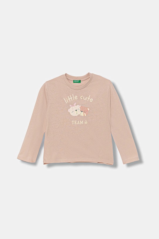 United Colors of Benetton longsleeve bawełniany dziecięcy nadruk różowy 35RYG10K7.P.seasonal