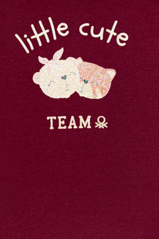 DÍVKA Dětské bavlněné tričko s dlouhým rukávem United Colors of Benetton 35RYG10K7.P.seasonal burgundské