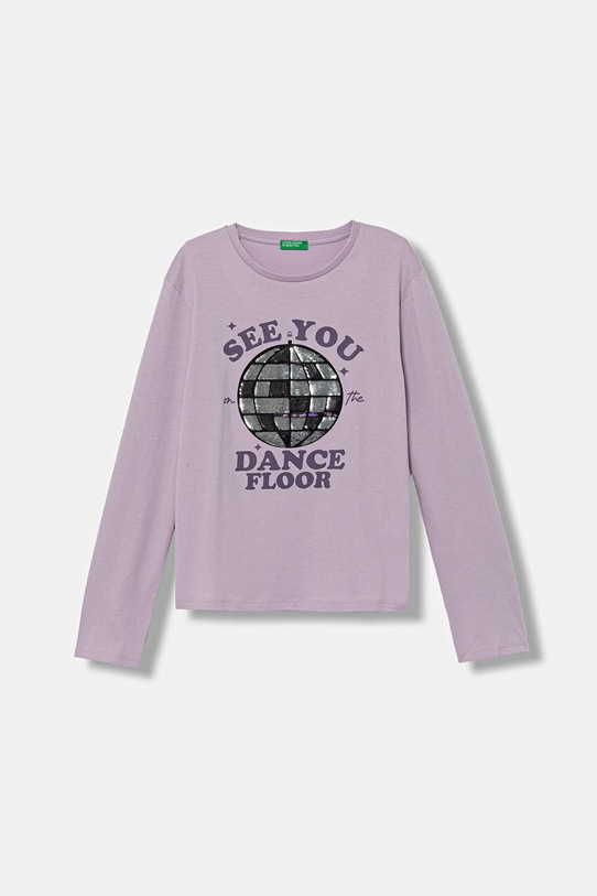 United Colors of Benetton longsleeve bawełniany dziecięcy nadruk fioletowy 3I1XC10QJ.G.seasonal